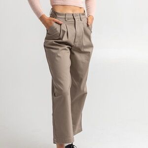 Lee 27 Pants High Rise Chetopa Twill Pleated Flood Pants Beech khaki pockets NWT